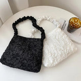 Women Pleated Tote Shoulder Bag Large Capacity Handbag