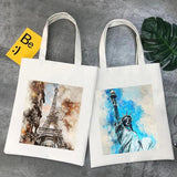 Watercolor Women Girl Canvas Shoulder Handbag Tote Eco Shopper Shopping Bags