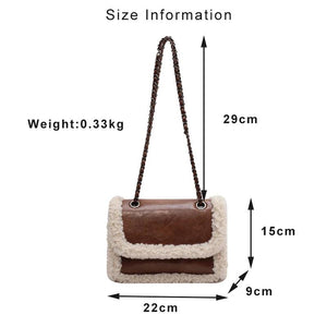 Lambwool Chain Shoulder Bag Small Underarm Handbag Women Crossbody Bag