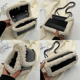 Lambwool Chain Shoulder Bag Small Underarm Handbag Women Crossbody Bag