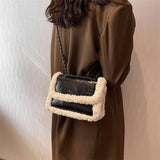 Lambwool Chain Shoulder Bag Small Underarm Handbag Women Crossbody Bag