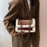 Lambwool Chain Shoulder Bag Small Underarm Handbag Women Crossbody Bag