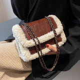 Lambwool Chain Shoulder Bag Small Underarm Handbag Women Crossbody Bag
