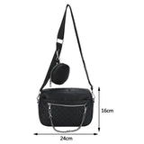 Vintage Leather Shoulder Bag with Rhombus Pattern Crossbody Hand Bag