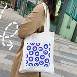 Colorful Evil Eye Psychedelic Women Canvas Shoulder Handbag