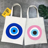 Colorful Evil Eye Psychedelic Women Canvas Shoulder Handbag