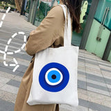 Colorful Evil Eye Psychedelic Women Canvas Shoulder Handbag