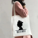 Queen Elizabeth II England Flag British Painting Women Canvas Shopper Bag