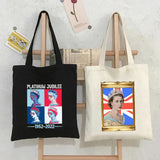Queen Elizabeth II England Flag British Painting Women Canvas Shopper Bag