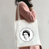 Queen Elizabeth II England Flag British Painting Women Canvas Shopper Bag