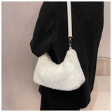 Winter Women Soft Plush Shoulder Bag Faux Furry Tote Purse Handbag