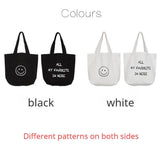 Smile Women Canvas Handbags Student Girls Lunch Bag Clutch Purse Small Tote