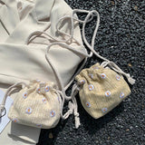 Straw Weave Bucket Bag Rattan Women Summer Beach Tote