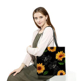 Sunflower Print Foldable Shopping Bag Large Capacity Tote Handbag