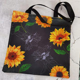 Sunflower Print Foldable Shopping Bag Large Capacity Tote Handbag