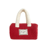 Vintage Women Faux Lamb Wool Handbag Winter Soft Plush Square Storage