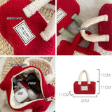 Vintage Women Faux Lamb Wool Handbag Winter Soft Plush Square Storage