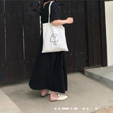 Cartoon Women Canvas Handbags Large Shoulder Bags Female Eco Reusable Shopping B