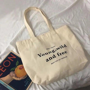 Cotton Canvas Girls School Books Shoulder Bag Eco Reusable Shopping Bag