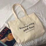 Cotton Canvas Girls School Books Shoulder Bag Eco Reusable Shopping Bag