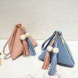 Triangle Wallet Small Women PU Leather Handbag Solid Totes Clutch Ladies Purse