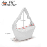 Autumn Winter Cotton Padded Tote Crossbody Handbag for Women
