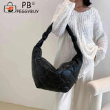 Autumn Winter Cotton Padded Tote Crossbody Handbag for Women