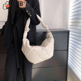 Autumn Winter Cotton Padded Tote Crossbody Handbag for Women