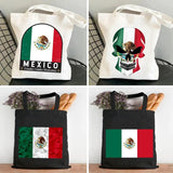 Skull Mexico Flag Emblem Vintage Mexican Ink Painting Women Canvas Sh
