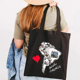 Africa Australia Map Bissau Bogota Brussels Ink Painting Women Canvas Shopper Ba