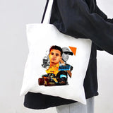 F1 Lando Norris Bottas Racing Car Canvas Shopper Bag Eco Tote Handbag