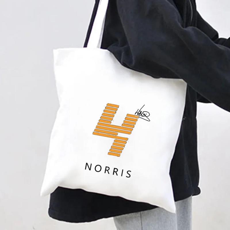 F1 Lando Norris Bottas Racing Car Canvas Shopper Bag Eco Tote Handbag