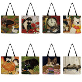 Cat Print Shopping Tote Bag for Women Eco Reusable Handbags