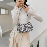 Animal Print Canvas Shoulder Bag Retro Ladies Small Handbag
