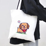 Panda Dog Love Heart Canvas Shoulder Shopping Bags Large Capacity Handbag Tote