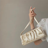 Satin Folds Retro Underarm Cloth Bag Handbag