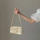 Satin Folds Retro Underarm Cloth Bag Handbag