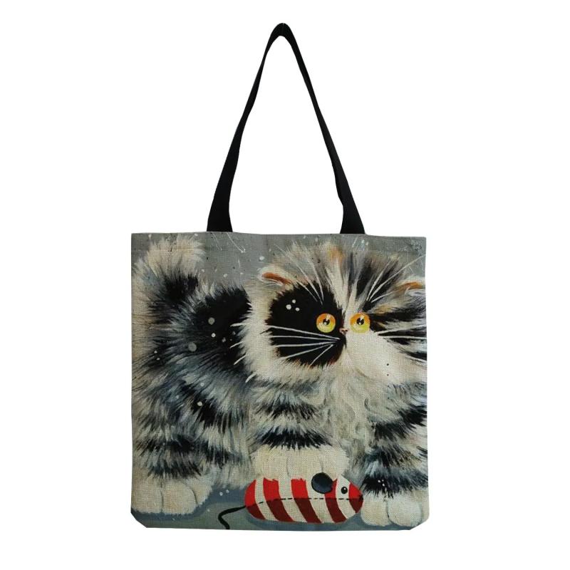 Custom Cat Print Tote Bag - Eco Friendly