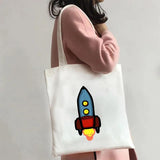 Funny Corn Astronaut Cartoon Shark Lamp Hand Love Rocket Women Harajuku Shopper