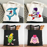 Funny Corn Astronaut Cartoon Shark Lamp Hand Love Rocket Women Harajuku Shopper