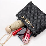 Embroidered Checkered Crossbody Bag with Lock for Women