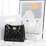 Embroidered Checkered Crossbody Bag with Lock for Women
