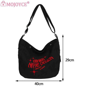 Canvas Underarm Bag Large Capacity Embroidered Letters Ladies Handbags Soft