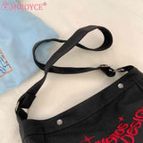 Canvas Underarm Bag Large Capacity Embroidered Letters Ladies Handbags Soft