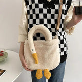 Women Tote Bag Faux Lambswool Fur Shoulder Bag Crossbody