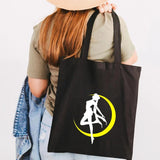 Anime Pink Cartoon Girl Moon Women Canvas Shoulder Bags Harajuku Handbags