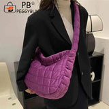 Women Check Quilted Plaid Handbag Winter Soft Large Capacity Casual