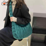 Women Check Quilted Plaid Handbag Winter Soft Large Capacity Casual