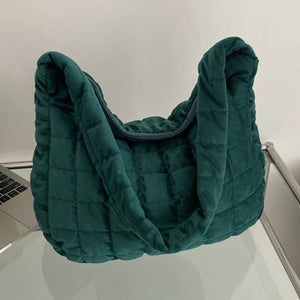 Women Check Quilted Plaid Handbag Winter Soft Large Capacity Casual