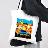 Jerusalem Map Flag Women Canvas Shoulder Bags Harajuku Handbags Totes